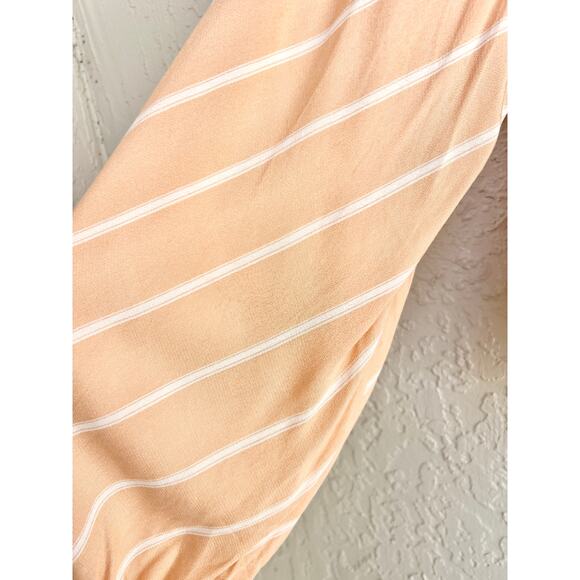 Free People Puff Sleeve Striped Ruffle Samifran Top Blouse Peach Women's Size XS - Picture 5 of 7
